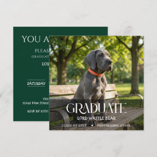 Dog Graduation Party Invite Pet Photo Black &White