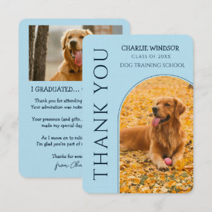 Dog Graduation Pet Photo Baby Blue Thank You Card
