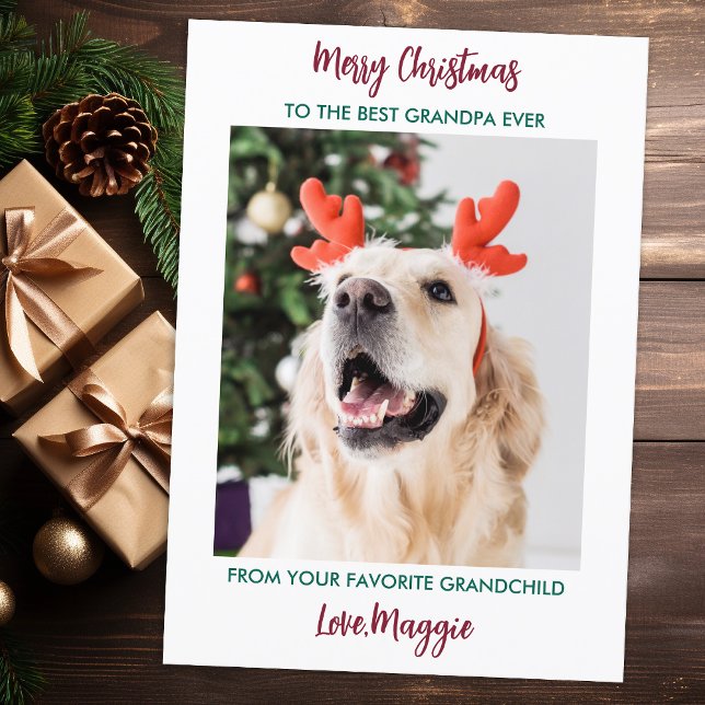 Dog Grandpa Merry Christmas Personalized Pet Photo Holiday Card (Creator Uploaded)