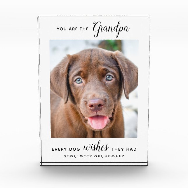 Dog Grandpa Personalized Pet Picture Photo Block (Front)
