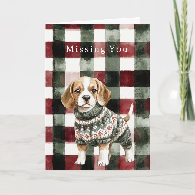 Dog Green Sweater Christmas Card (Front)