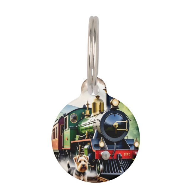 Dog Greeting steam train Pet Tag (Front)