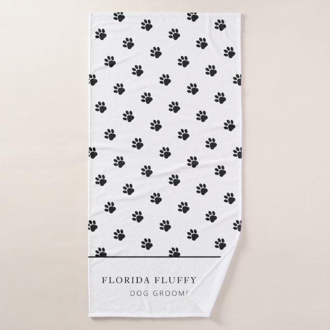 Dog Groomer Business Paw Print Pattern Bath Towel (Bath Towel)