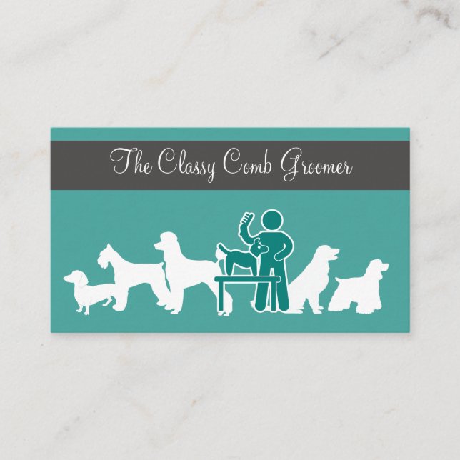 Dog Groomer Classy Business Cards (Front)