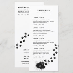 Dog groomer dirty paws steps price list menu