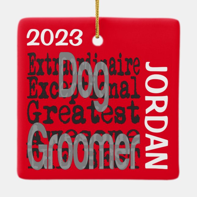 Dog Groomer Extraordinaire CUSTOM Ceramic Ornament (Back)