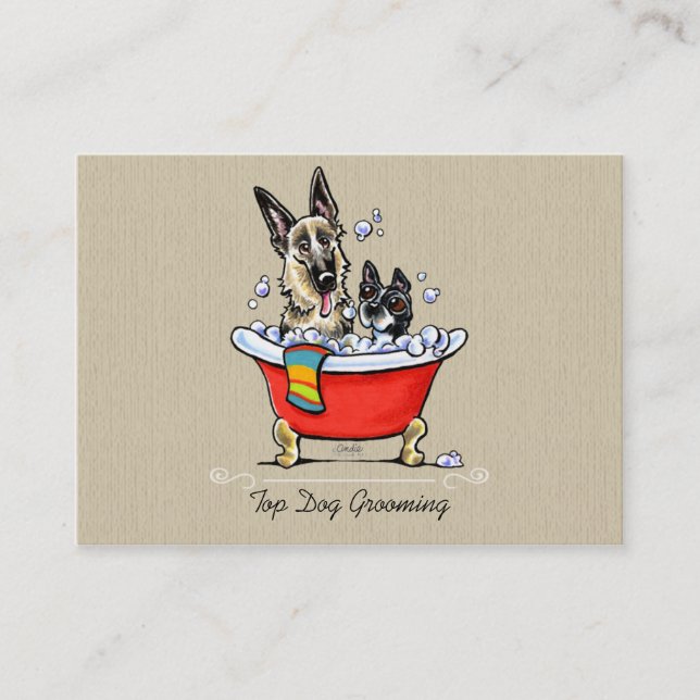 Dog Groomer Fancy Claw Foot Tub Organic Business Card (Front)