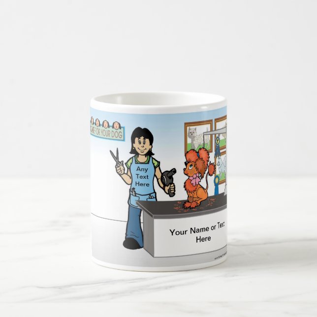 Dog Groomer - Female Cartoon Coffee Mug (Center)