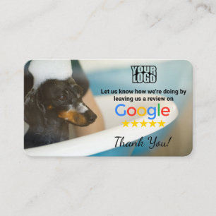 Dog Groomer Google Review Template With QR - Business Card