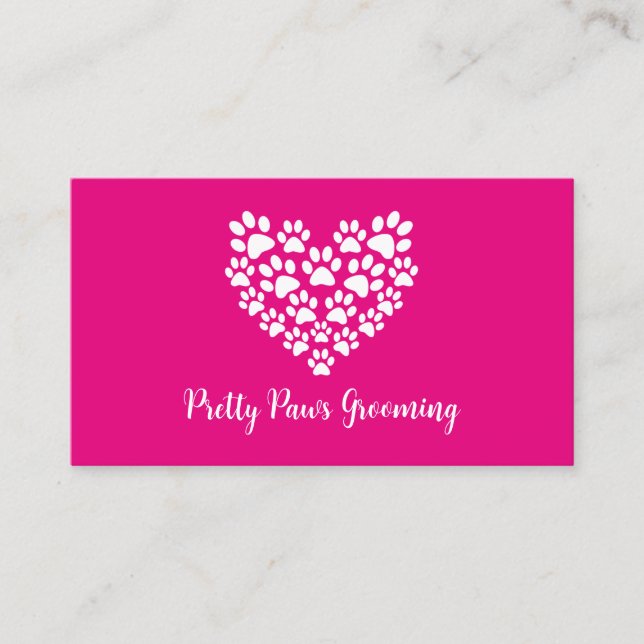 Dog Groomer Paw Print Business Card (Front)