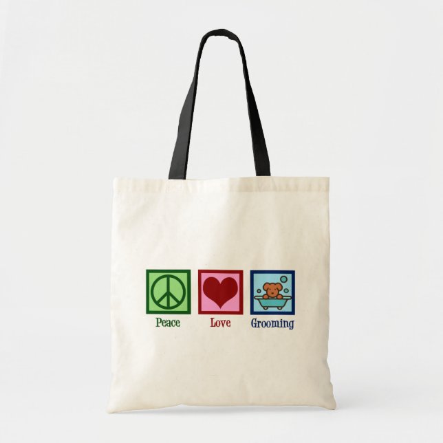 Dog Groomer Peace Love Pet Grooming Tote Bag (Front)
