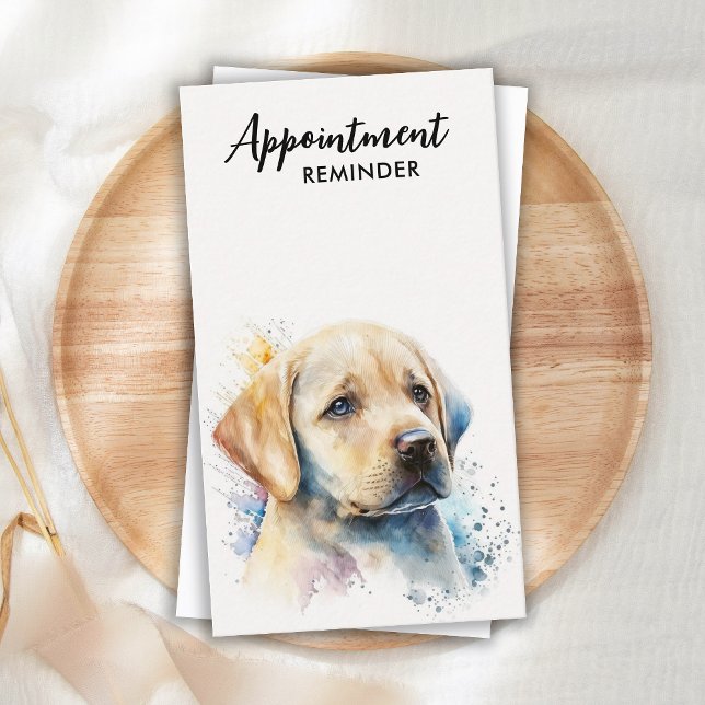Dog Groomer Pet Sitter Yellow Labrador Puppy Appointment Card (Creator Uploaded)