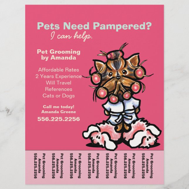 Dog Groomer Pet Spa Yorkie Curlers Tear Sheet (Front)