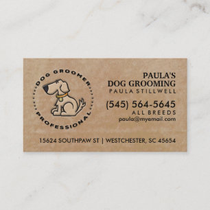 Dog Groomer Professional Brown Business Card