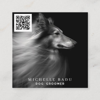 Dog Groomer QR Code Social Media Square Business Card