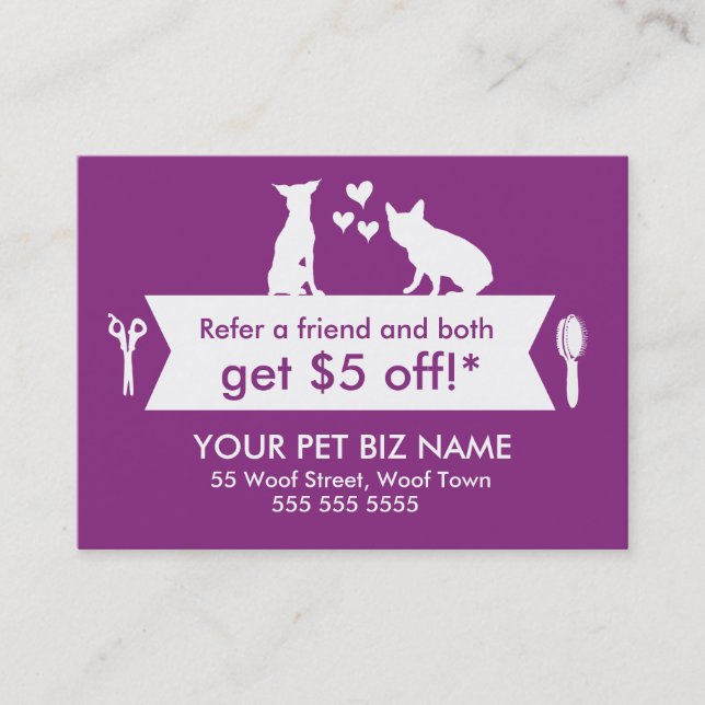 Dog Groomer Referral Card - Personalizable (Front)