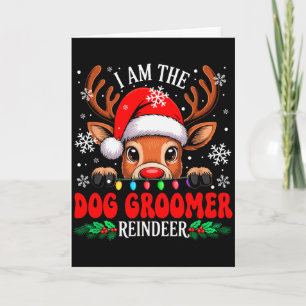 Dog Groomer Reindeer Christmas Cute Santa Reindeer Card