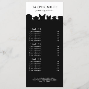Dog groomer silhouette price list or services card