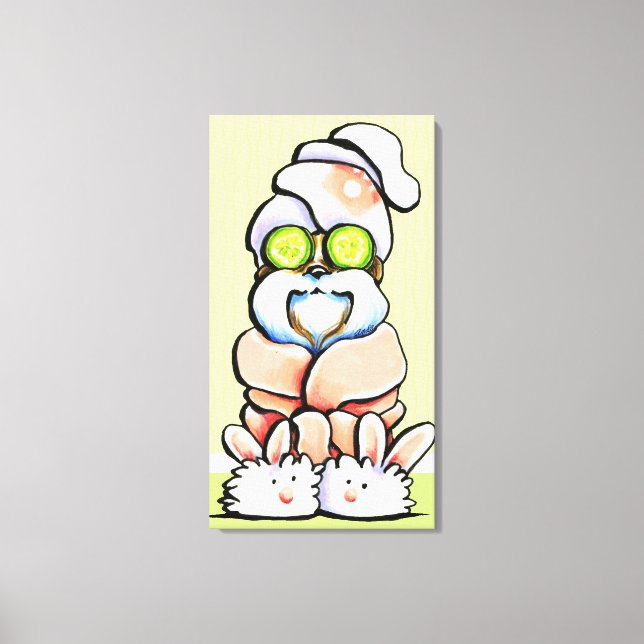Dog Groomer Spa Robed Shih Tzu Cucumber Canvas Print (Front)