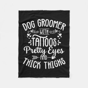 Dog Groomer Tattoos Pretty Eyes Pet Grooming Puppy Fleece Blanket