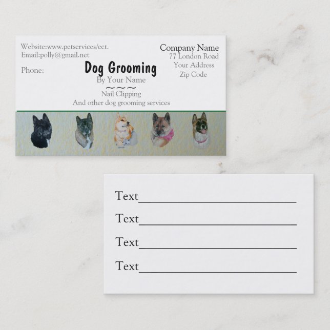dog Grooming and pet care services appointment (Front/Back)