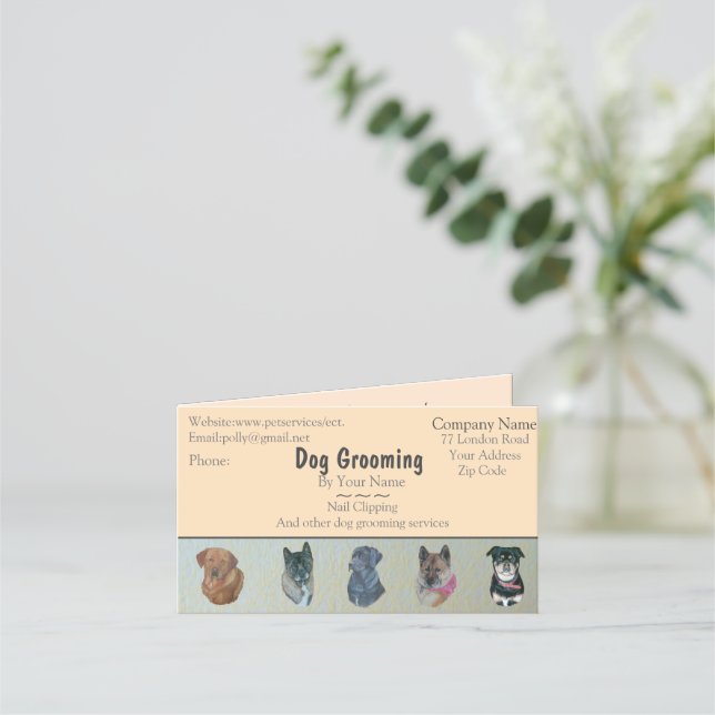 dog Grooming and pet care services appointment Card (Front)