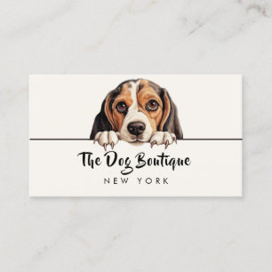 Dog grooming boutique pet sitter cute puppy script business card