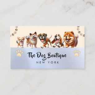 Dog grooming boutique pet sitter cute puppy script business card