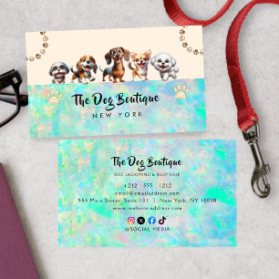Dog grooming boutique pet sitter cute puppy script business card