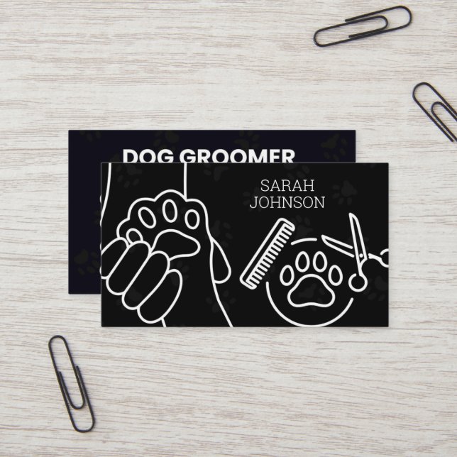 Dog Grooming Business Card (Front/Back In Situ)