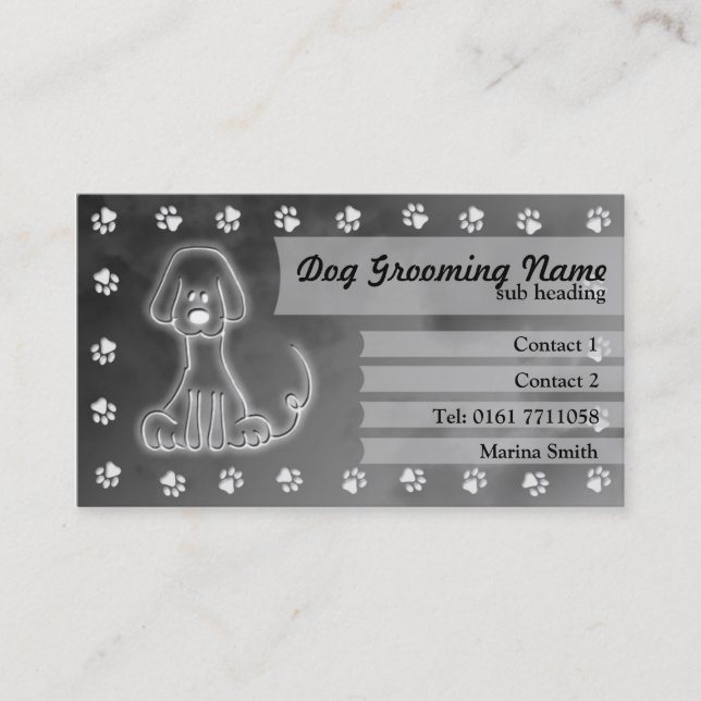 Dog Grooming Business Card [gray] (Front)