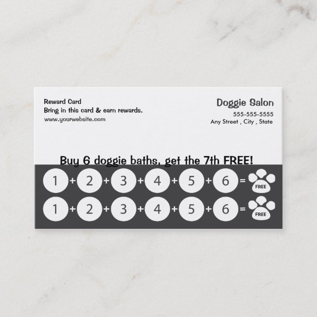 Dog Grooming Business Card Loyalty Card (Front)