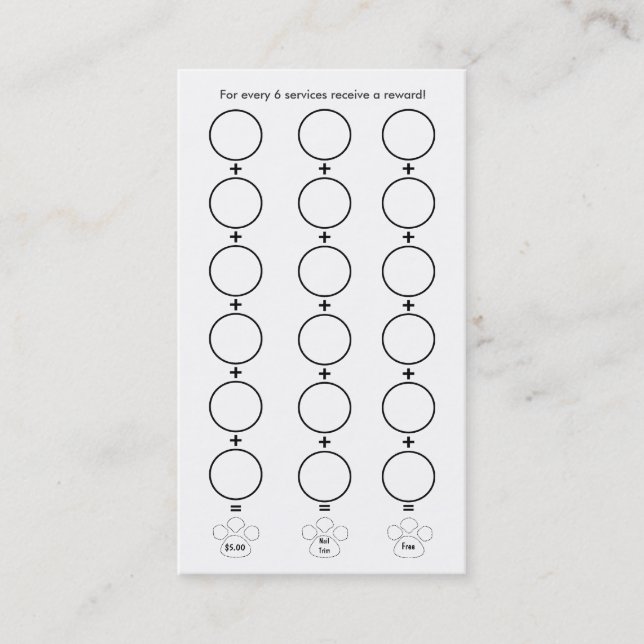 Dog Grooming Business Card Loyalty Card (Front)