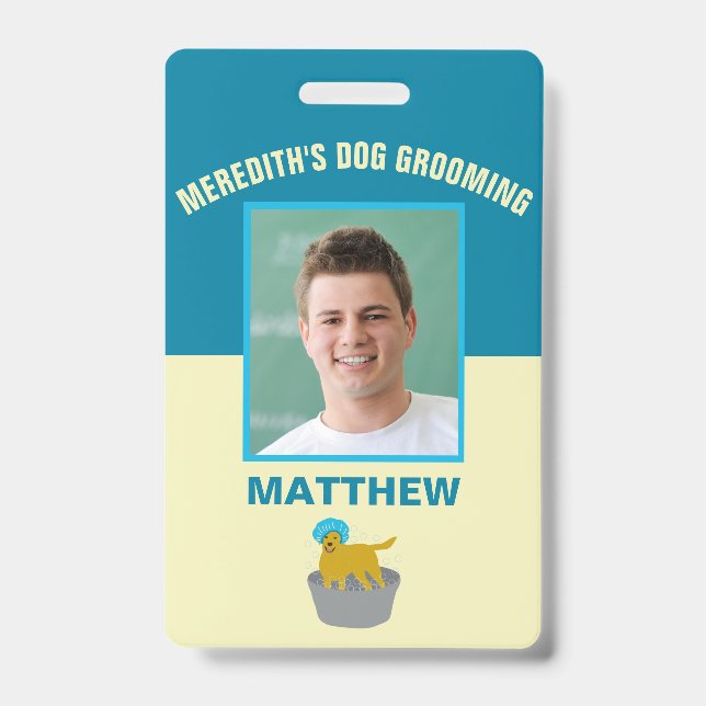Dog Grooming Business Dog Groomers Personalized Badge (Front)
