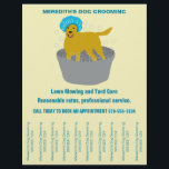 Dog Grooming Business Dog Groomers Tear Off Strips Flyer<br><div class="desc">Promote your dog grooming business with this flyer featuring tear off strips with your business name and phone number. With it's cute illustration of a dog wearing a shower blue shower cap in a metal wash tub this marketing flyer is perfect for dog groomers. Attract some new customers with this...</div>