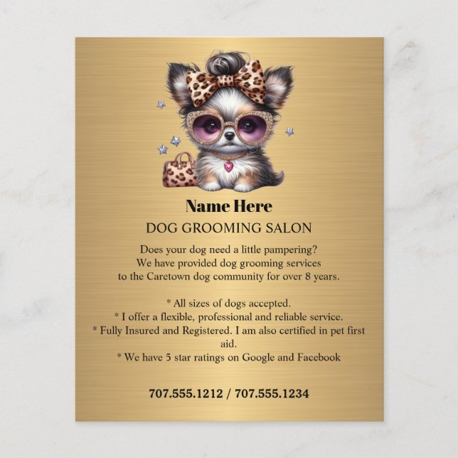 Dog grooming business personalized flyer (Front)