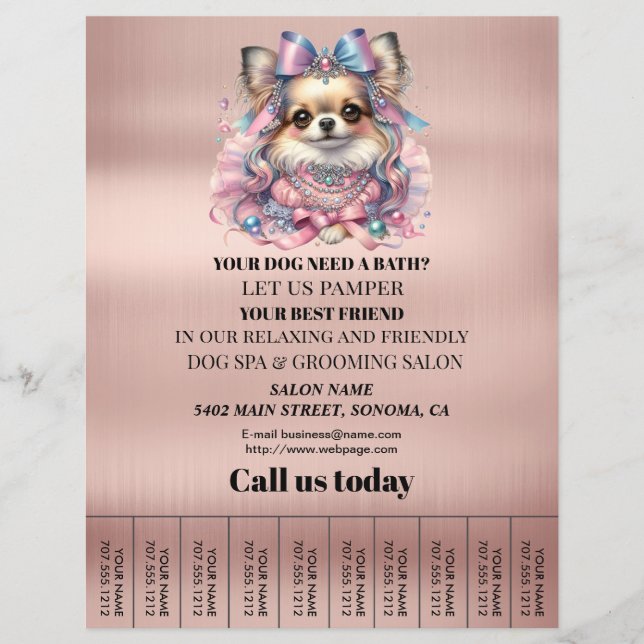 Dog grooming business personalized flyer (Front)