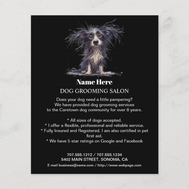 Dog grooming business personalized flyer (Front)