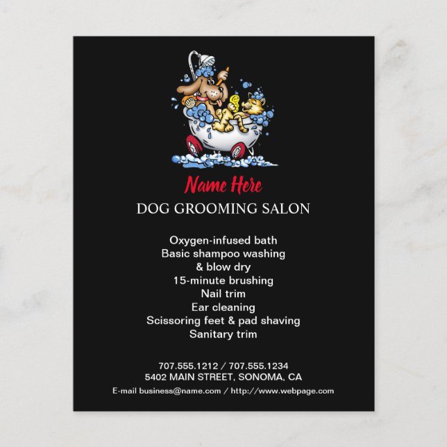 Dog grooming business personalized flyer (Front)