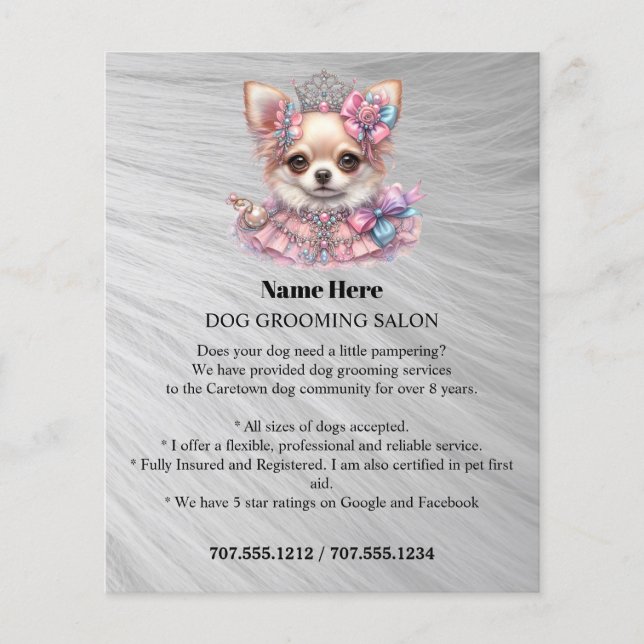 Dog grooming business personalized flyer (Front)