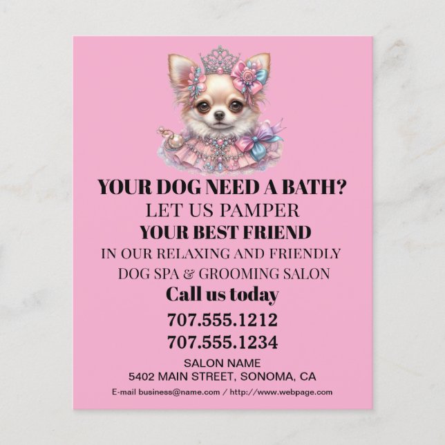 Dog grooming business personalized flyer (Front)