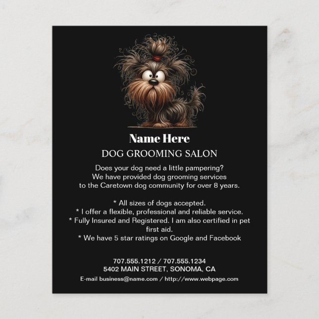 Dog grooming business personalized flyer (Front)