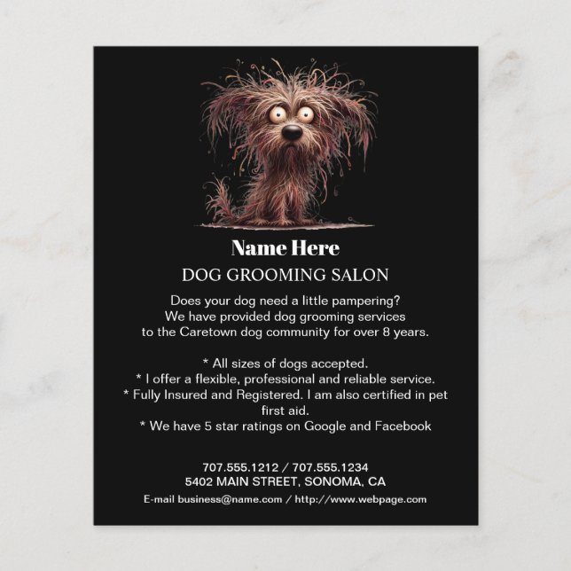 Dog grooming business personalized flyer (Front)