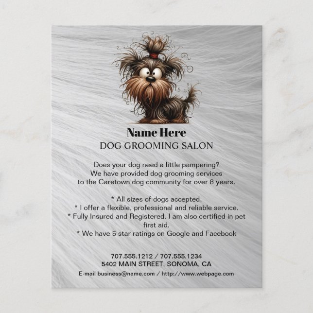 Dog grooming business personalized flyer (Front)