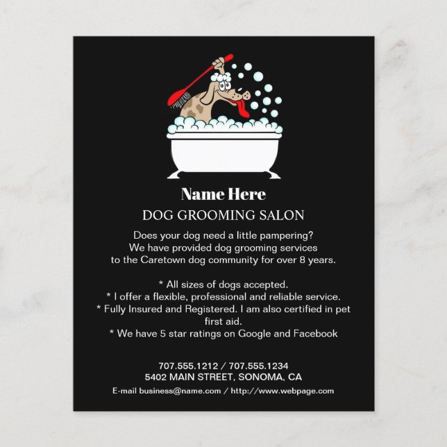 Dog grooming business personalized flyer (Front)
