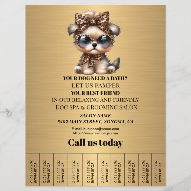 Dog grooming business personalized flyer (Front)