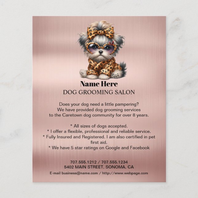Dog grooming business personalized flyer (Front)