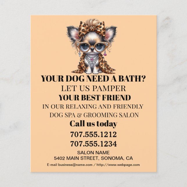 Dog grooming business personalized flyer (Front)