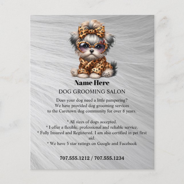 Dog grooming business personalized flyer (Front)