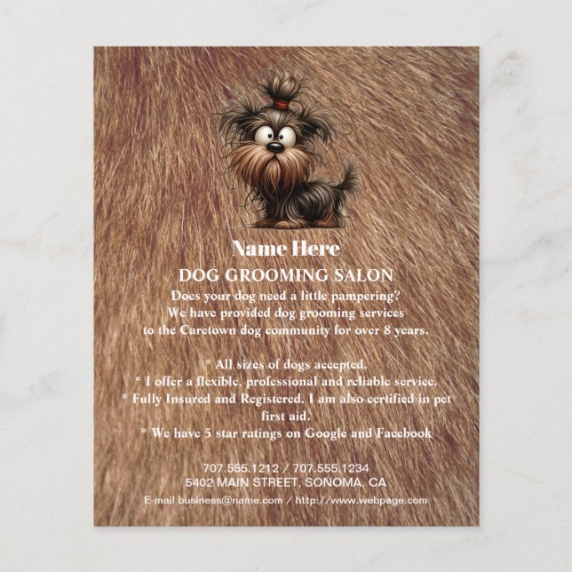Dog grooming business personalized flyer (Front)